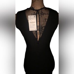 ZARA NWT! Black MINI Dress w/LaceMesh Detail